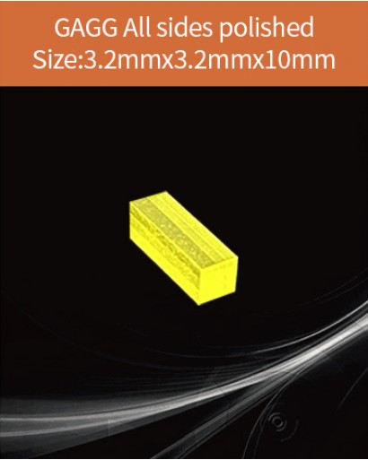 GAGG Ce scintillation crystal, GAGG Ce crystal, GAGG scintillator, Ce:Gd3Al2Ga3O12 crystal, 3.2x3.2x10mm