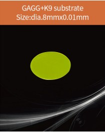 GAGG Ce scintillation crystal, GAGG Ce crystal, GAGG scintillator, Ce:Gd3Al2Ga3O12 crystal, dia.8x0.01mm with substrate