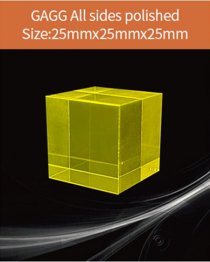 GAGG Ce scintillation crystal, GAGG Ce crystal, GAGG scintillator, Ce:Gd3Al2Ga3O12 crystal, 25x25x25mm